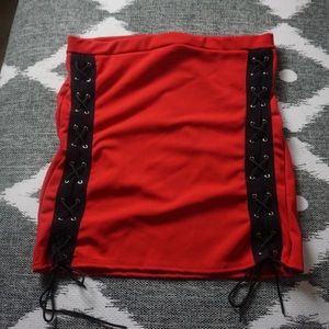 Lace up mini skirt